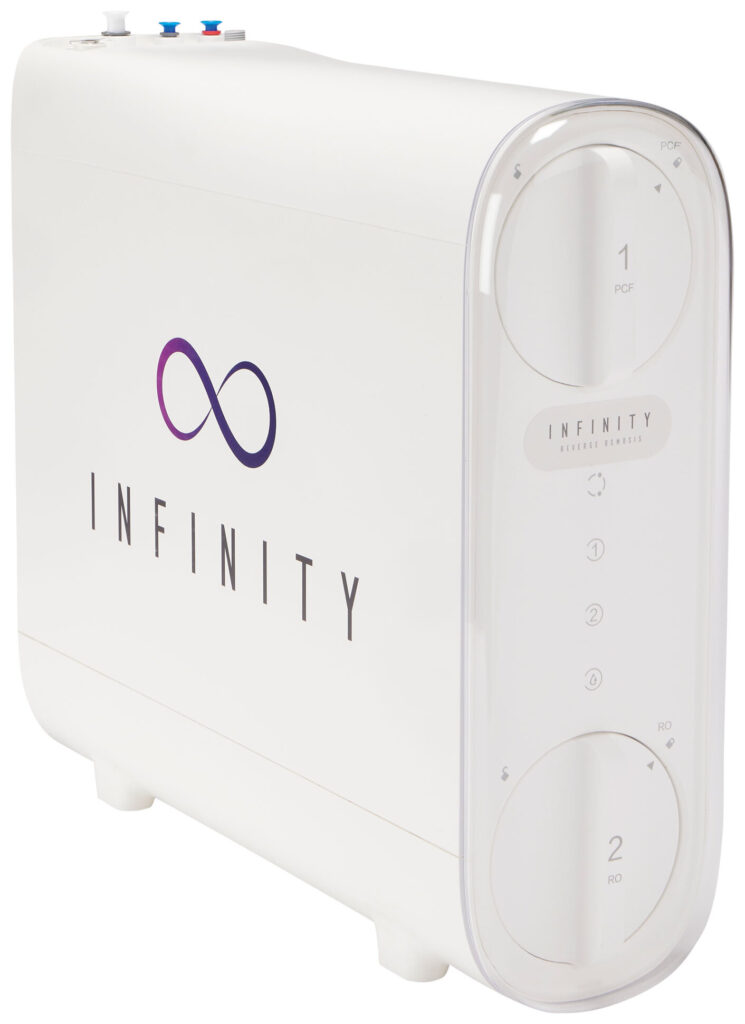 Infinity Reverse Osmosis system with dual filter chambers and transparent cover