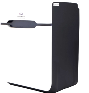 Infinity Ultra water softener side profile showing dark grey cabinet